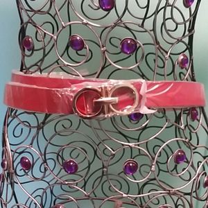 Gold Double D Red Leather Belt